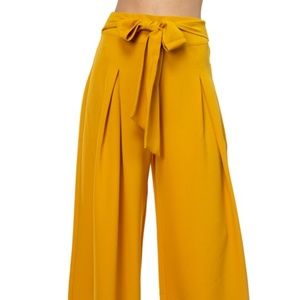 Belted Pleated Palazzo Pants